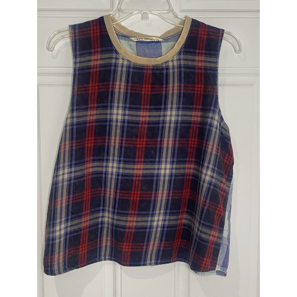 Hippie Laundry Women's Large Plaid Tank Top Boho Shirt Back is Different